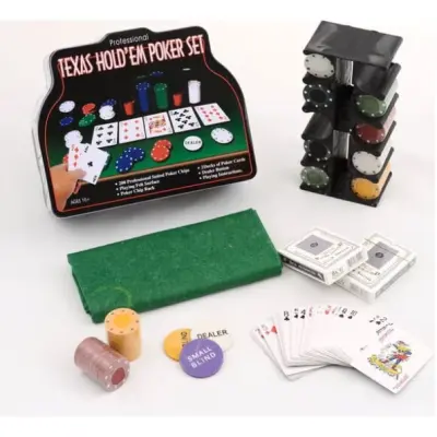 Set poker 200 jetoane, 2 perech carti cu accesorii, model 1006